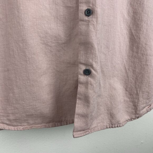 Vans Button Up Shirt Men Large Grey Peach Short Sleeve Casual Top Off The Wall - Picture 7 of 13